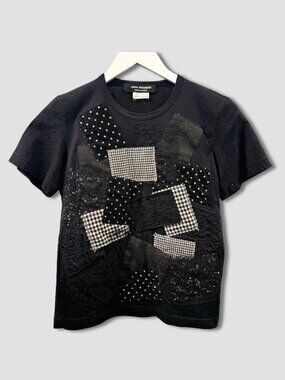 JUNYA WATANABE COMME des GARCONS Black Patchwork T-shirt Sz S Cotton Blend